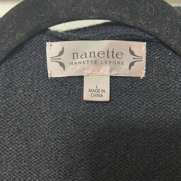 Nanette Lepore Ruffle Open Front Cardigan Sweater Merino Wool Womens Large - Picture 3 of 6